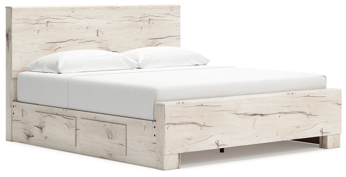 Lawroy Light Natural King Storage Platform Bed with 4 Drawers from Ashley - Luna Furniture