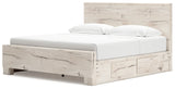 Lawroy Light Natural King Storage Platform Bed with 4 Drawers from Ashley - Luna Furniture