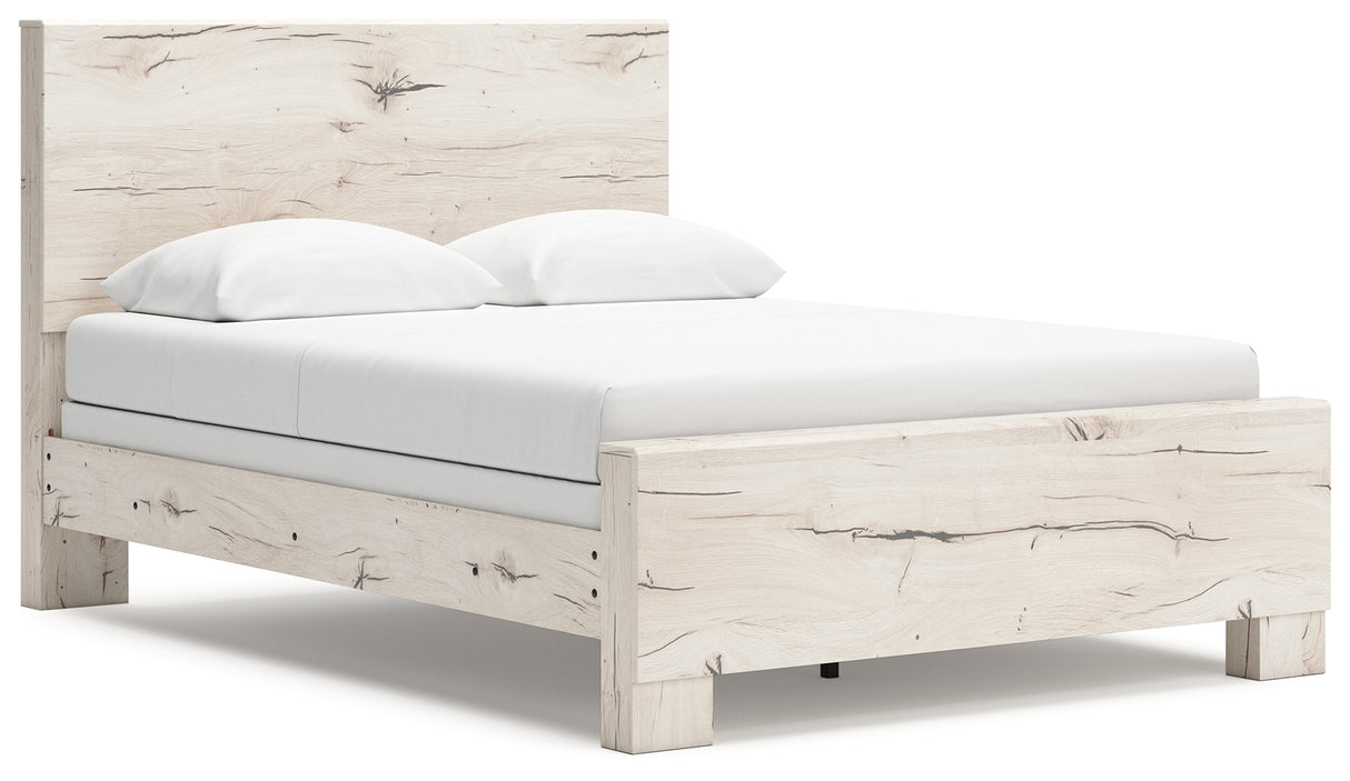 Lawroy Queen Panel Bed with 2 Nightstands in Light Natural from Ashley - Luna Furniture