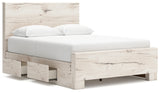 Lawroy Queen Panel Bed with Mirrored Dresser and Nightstand in Light Natural from Ashley - Luna Furniture
