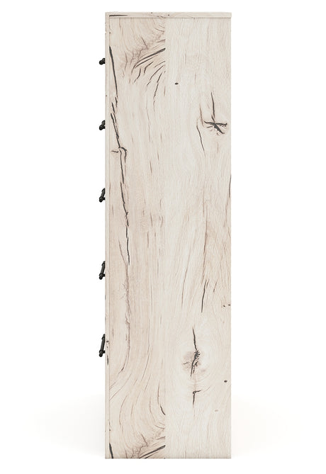 Lawroy Queen Panel Headboard with Mirrored Dresser and Chest in Light Natural from Ashley - Luna Furniture