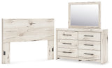 Lawroy Queen Panel Headboard with Mirrored Dresser in Light Natural from Ashley - Luna Furniture