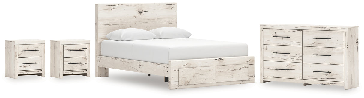 Lawroy Queen Panel Storage Bed with Dresser and 2 Nightstands in Light Natural from Ashley - Luna Furniture