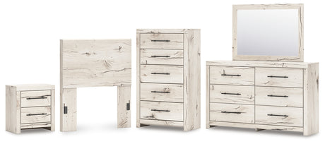 Lawroy Twin Panel Headboard with Mirrored Dresser, Chest and Nightstand in Light Natural from Ashley - Luna Furniture