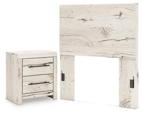 Lawroy Twin Panel Headboard with Nightstand in Light Natural from Ashley - Luna Furniture