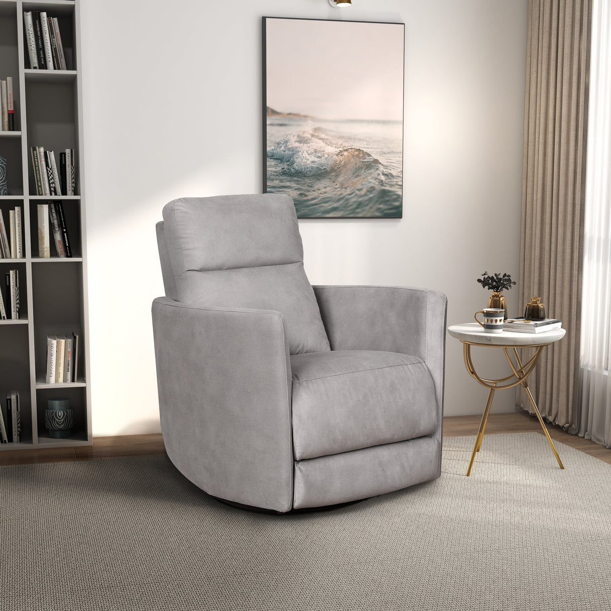 Lawson Latte Linen Swivel Glider Recliner Chair from Midinmod - Luna Furniture