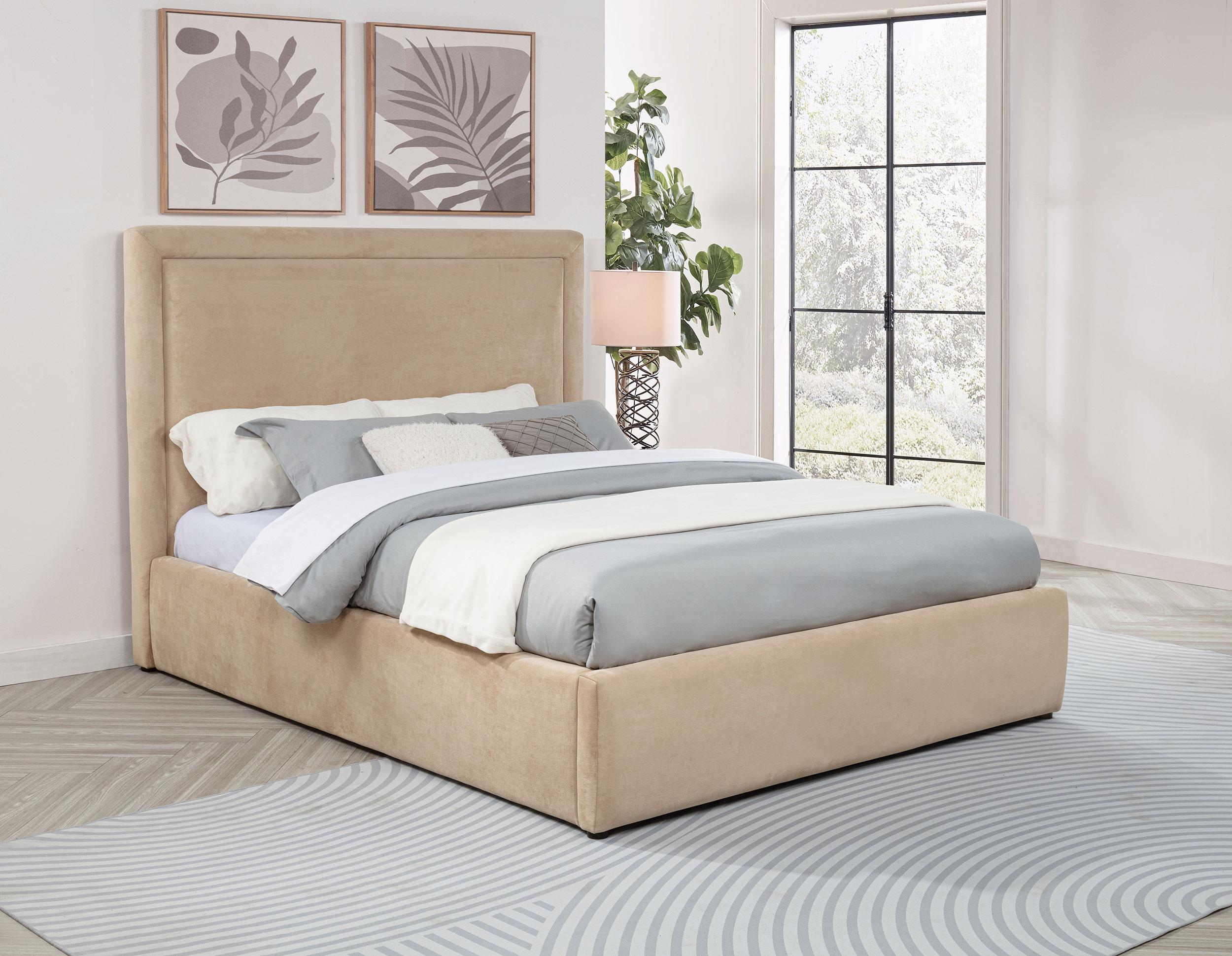 Coaster Lawson Light Saddle 55-inch Upholstered Full Platform Bed