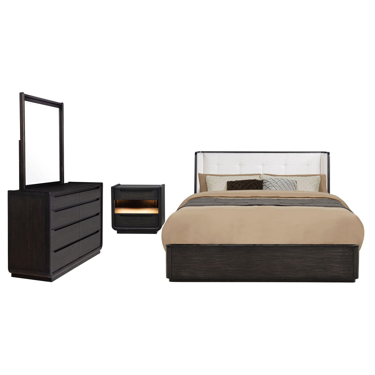 Leandro Burnished Black 4-Piece California King Bedroom Set from Coaster - Luna Furniture