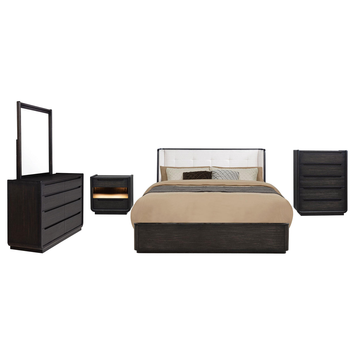 Leandro Burnished Black 5-Piece California King Bedroom Set from Coaster - Luna Furniture