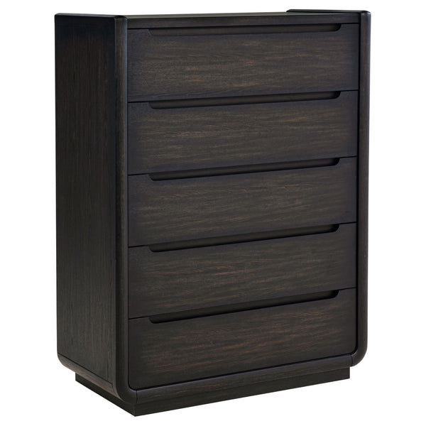 Leandro Burnished Black 5-Drawer Bedroom Chest