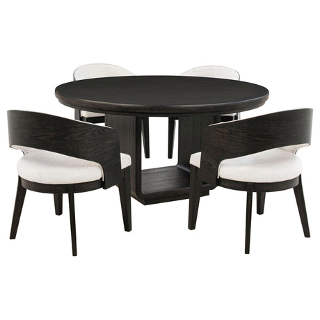 Leandro Burnished Black 5-Piece Round Dining Table Set from Coaster - Luna Furniture