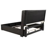 Leandro Burnished Black 55-inch California King Wingback Bed from Coaster - Luna Furniture