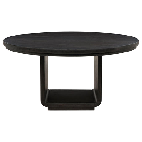 Leandro Burnished Black/Cream 7-Piece Round Dining Table Set from Coaster - Luna Furniture