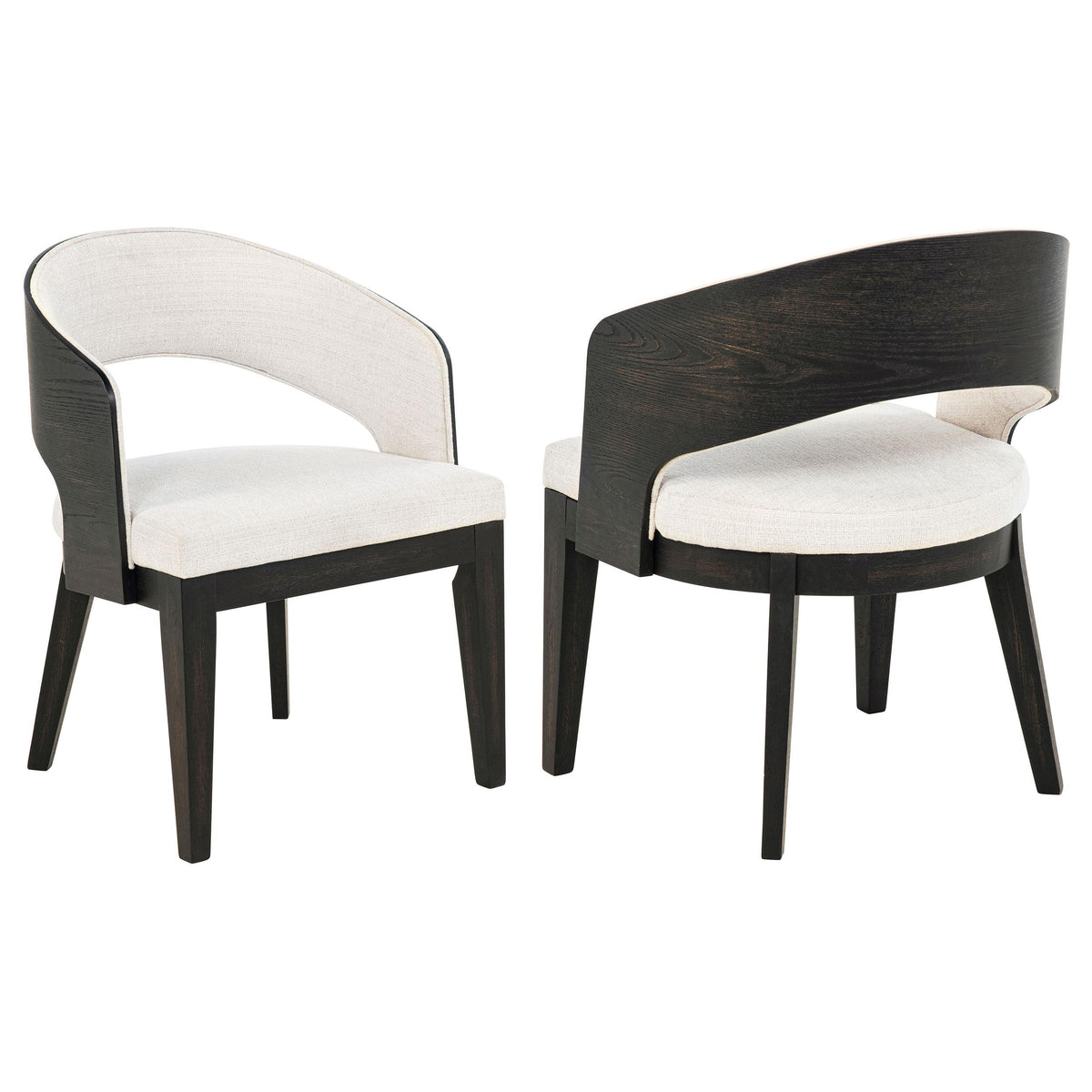 Leandro Burnished Black/Cream Upholstered Dining Arm Chair, Set of 2 from Coaster - Luna Furniture