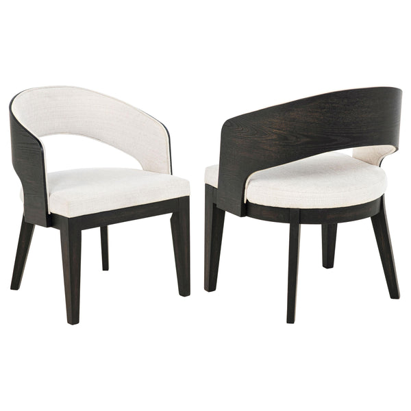 Leandro Burnished Black/Cream Upholstered Dining Arm Chair, Set of 2