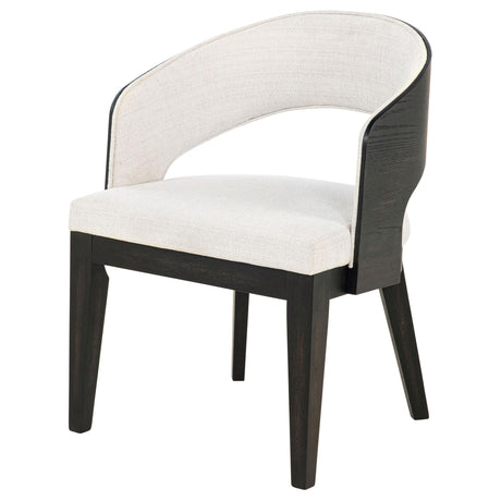 Leandro Burnished Black/Cream Upholstered Dining Arm Chair, Set of 2 from Coaster - Luna Furniture
