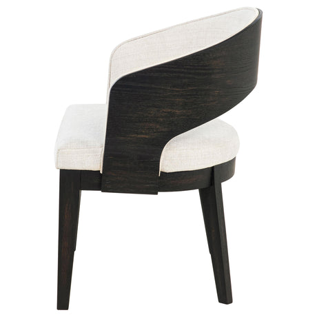 Leandro Burnished Black/Cream Upholstered Dining Arm Chair, Set of 2 from Coaster - Luna Furniture