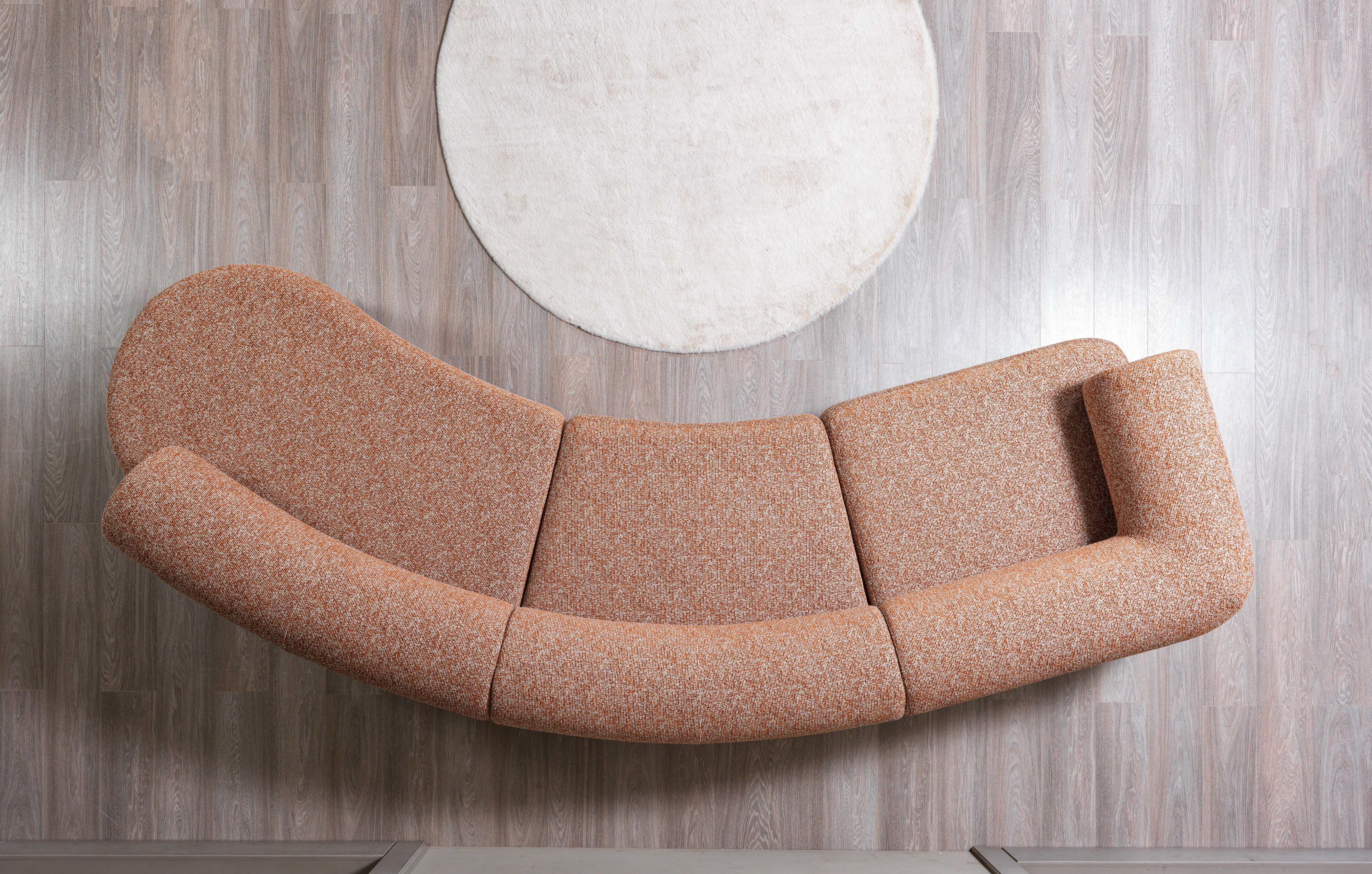 Lena Orange Boucle 3-Piece Curved Sectional – Luna Furniture