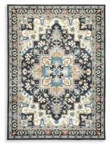 Leningston Black/Cream/Blue Washable Medium Rug from Ashley - Luna Furniture