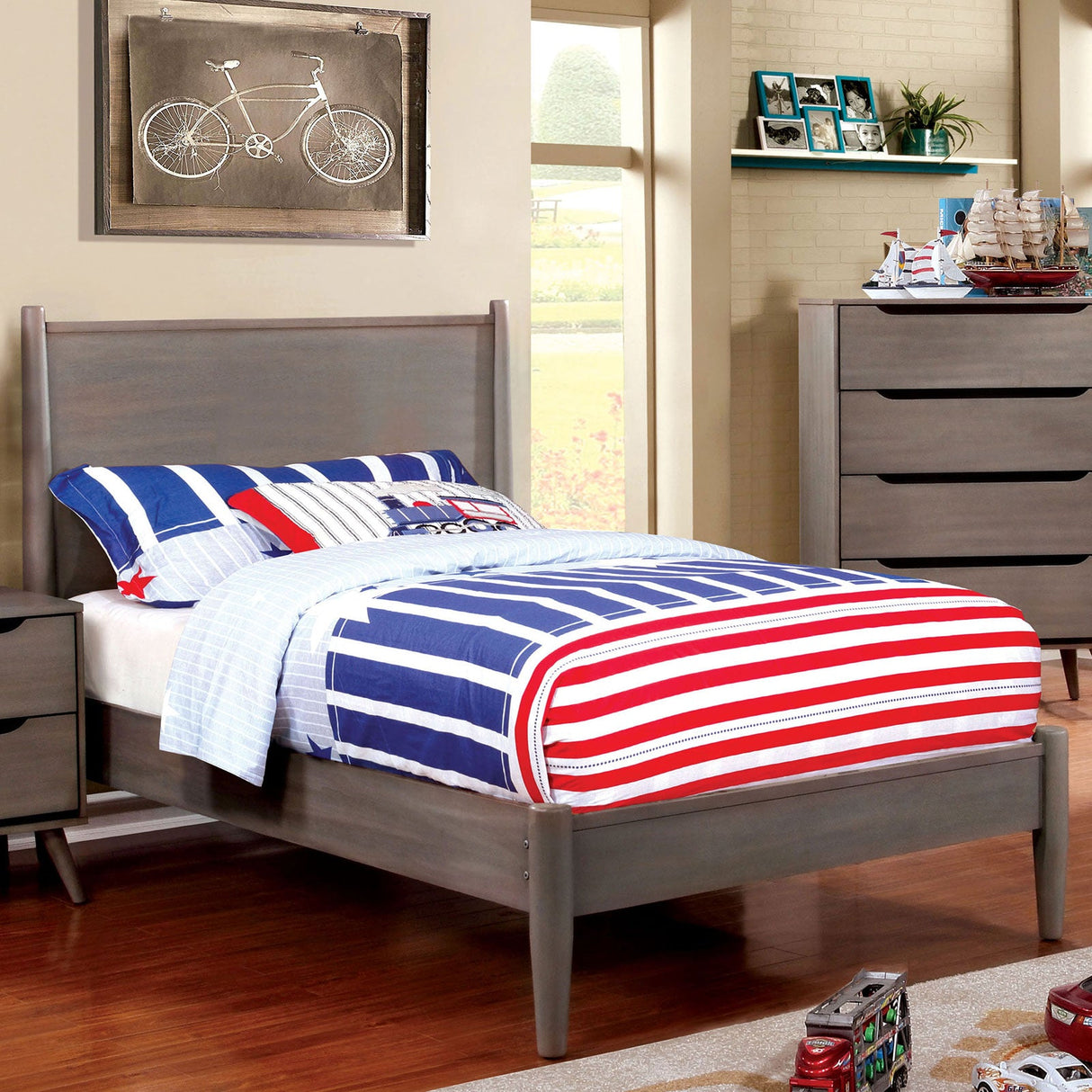 Lennart Gray Twin Bed from Furniture of America - Luna Furniture