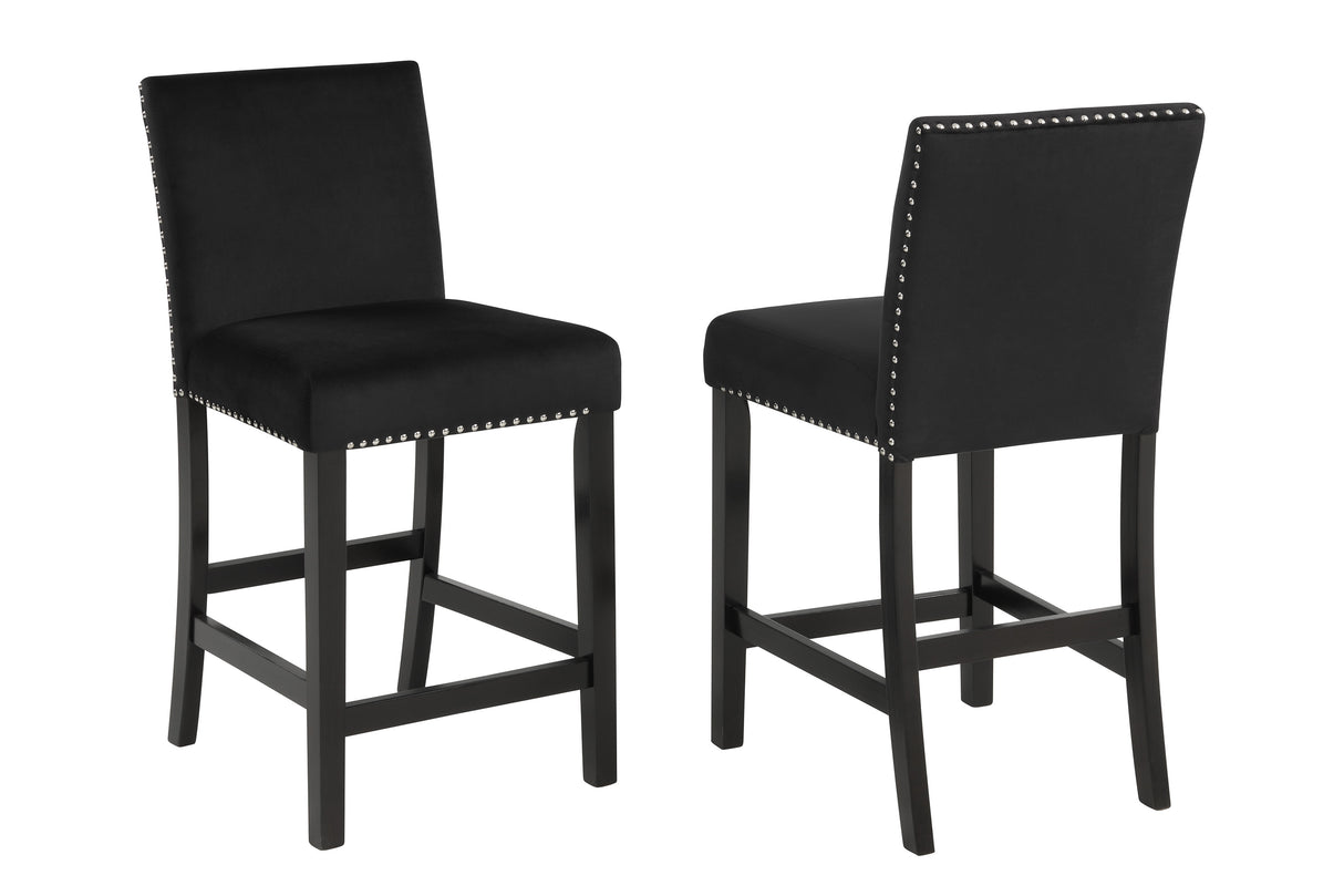 Lennon Black Velvet 5-Piece Counter Height Dining Set from Crown Mark - Luna Furniture