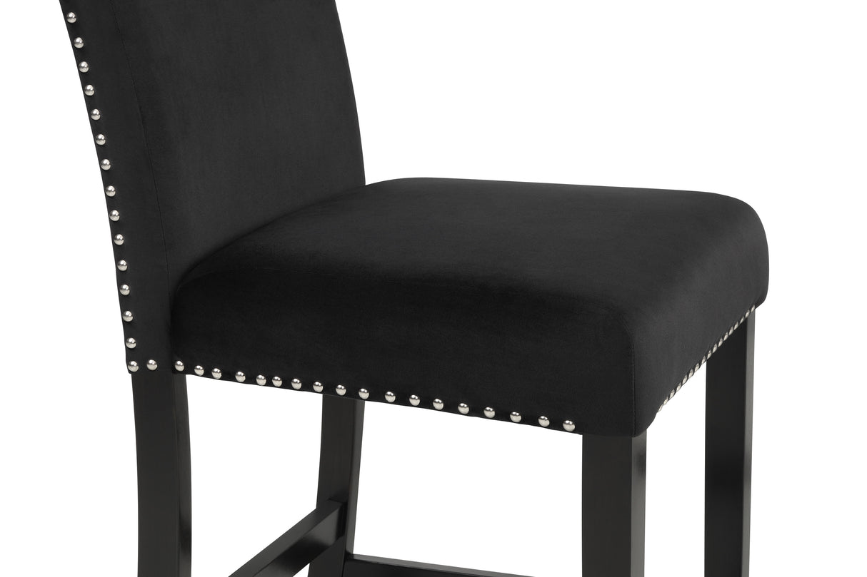 Lennon Black Velvet 5-Piece Counter Height Dining Set from Crown Mark - Luna Furniture