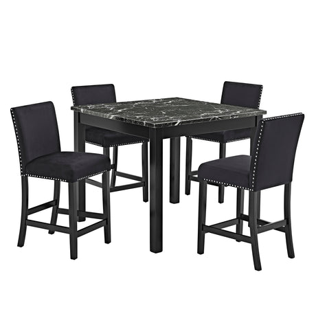 Lennon Black Velvet 5-Piece Counter Height Dining Set from Crown Mark - Luna Furniture