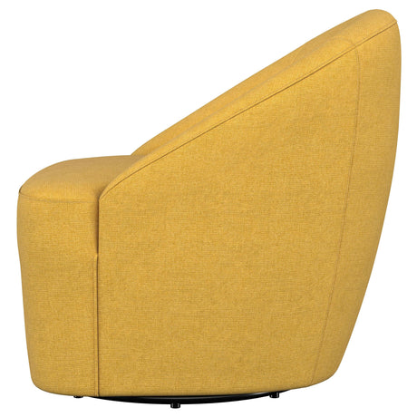 Leon Mustard Yellow Upholstered Accent Swivel Barrel Chair from Coaster - Luna Furniture
