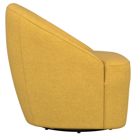 Leon Mustard Yellow Upholstered Accent Swivel Barrel Chair from Coaster - Luna Furniture