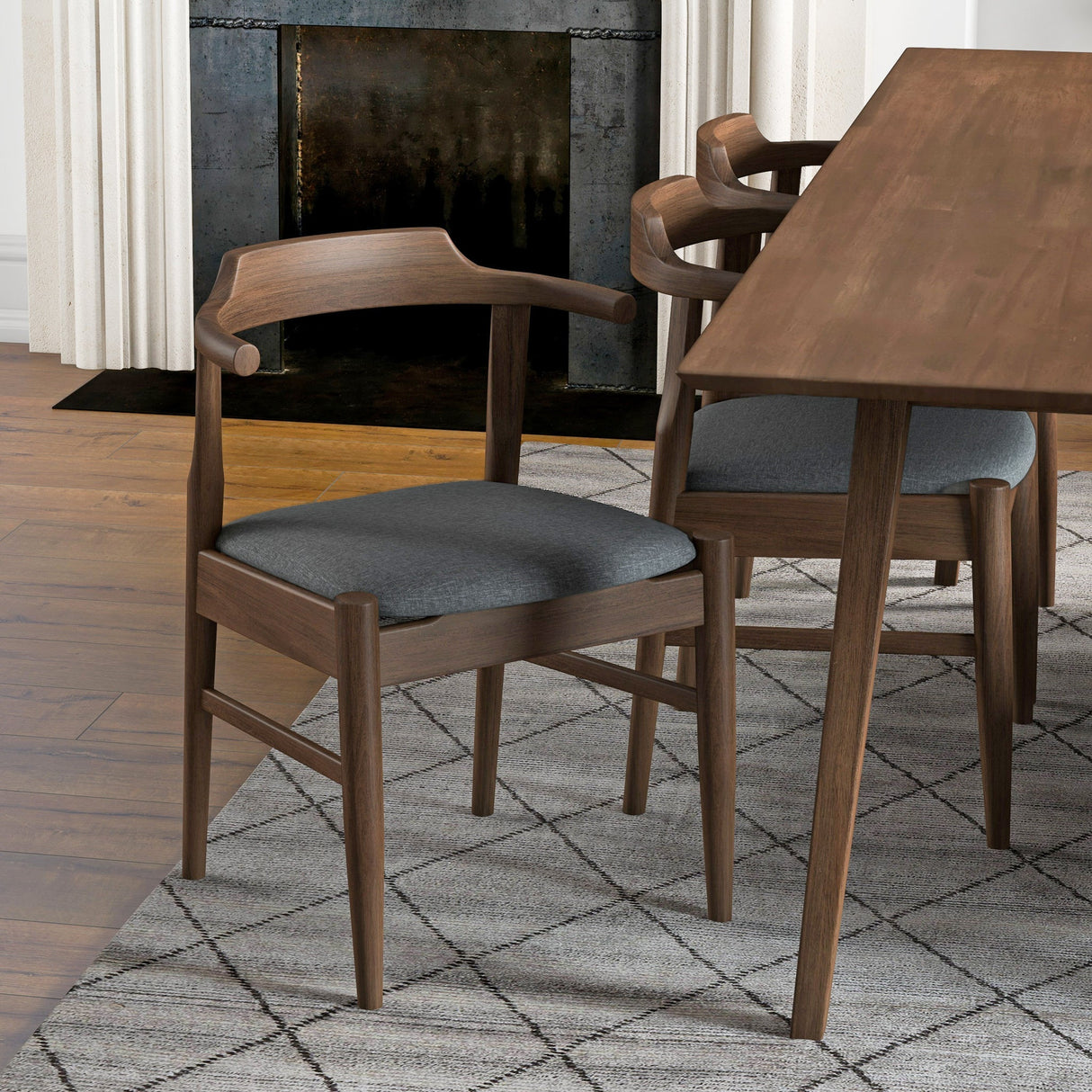 Leon Mid-Century Modern Grey Fabric Dining Chair (Set of 2) from Ashcroft Furniture - Luna Furniture