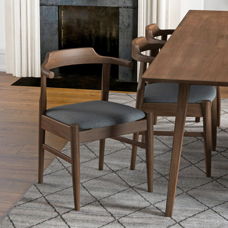 Leon Mid-Century Modern Grey Fabric Dining Chair (Set of 2) from Ashcroft Furniture - Luna Furniture