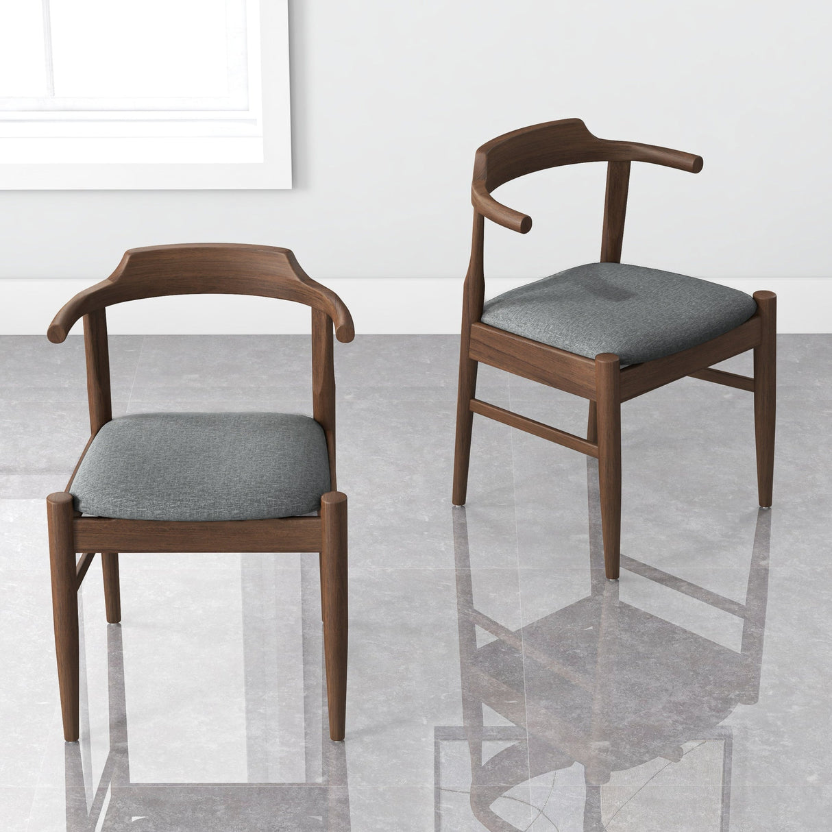 Leon Mid-Century Modern Grey Fabric Dining Chair (Set of 2) from Ashcroft Furniture - Luna Furniture
