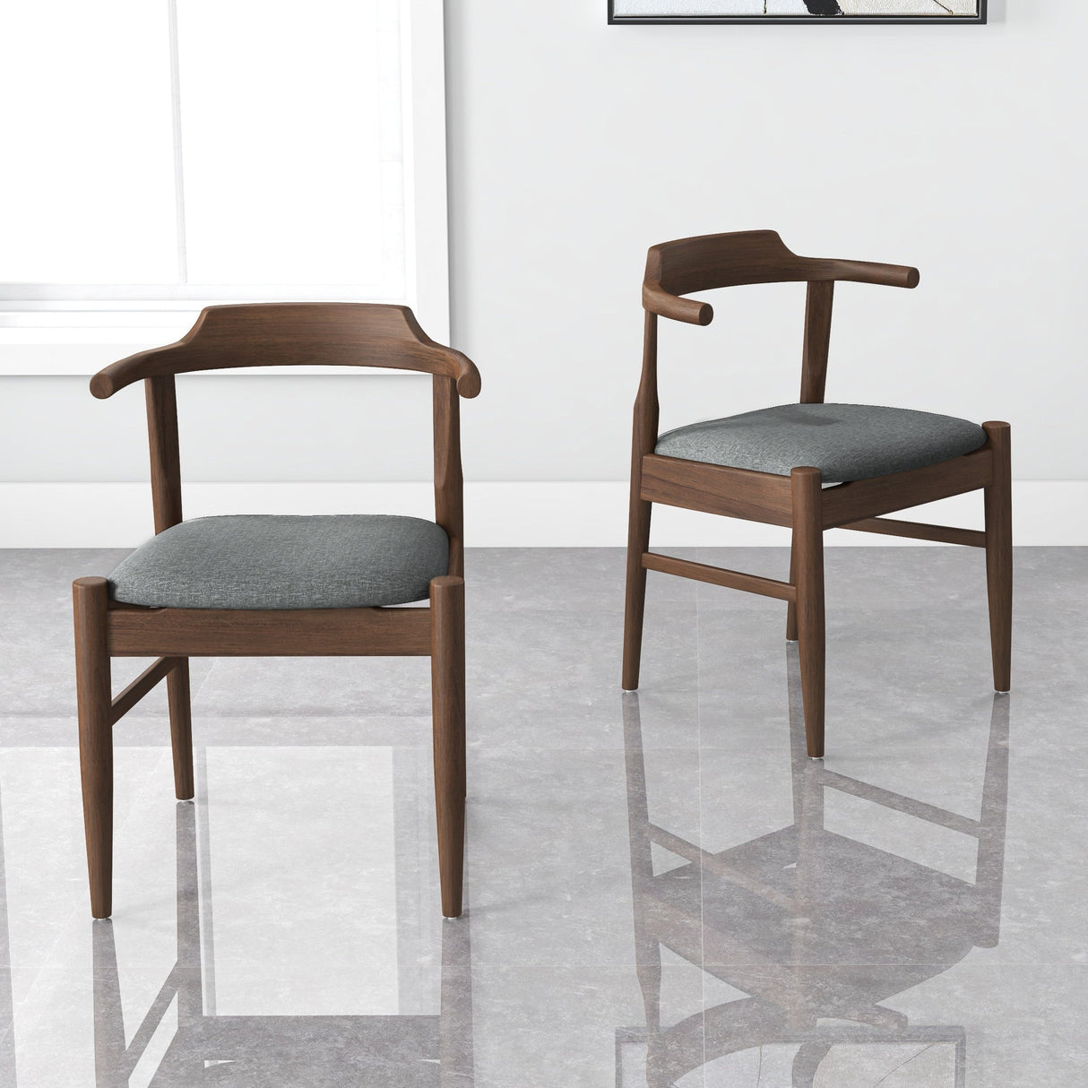 Leon Mid-Century Modern Grey Fabric Dining Chair (Set of 2) from Ashcroft Furniture - Luna Furniture