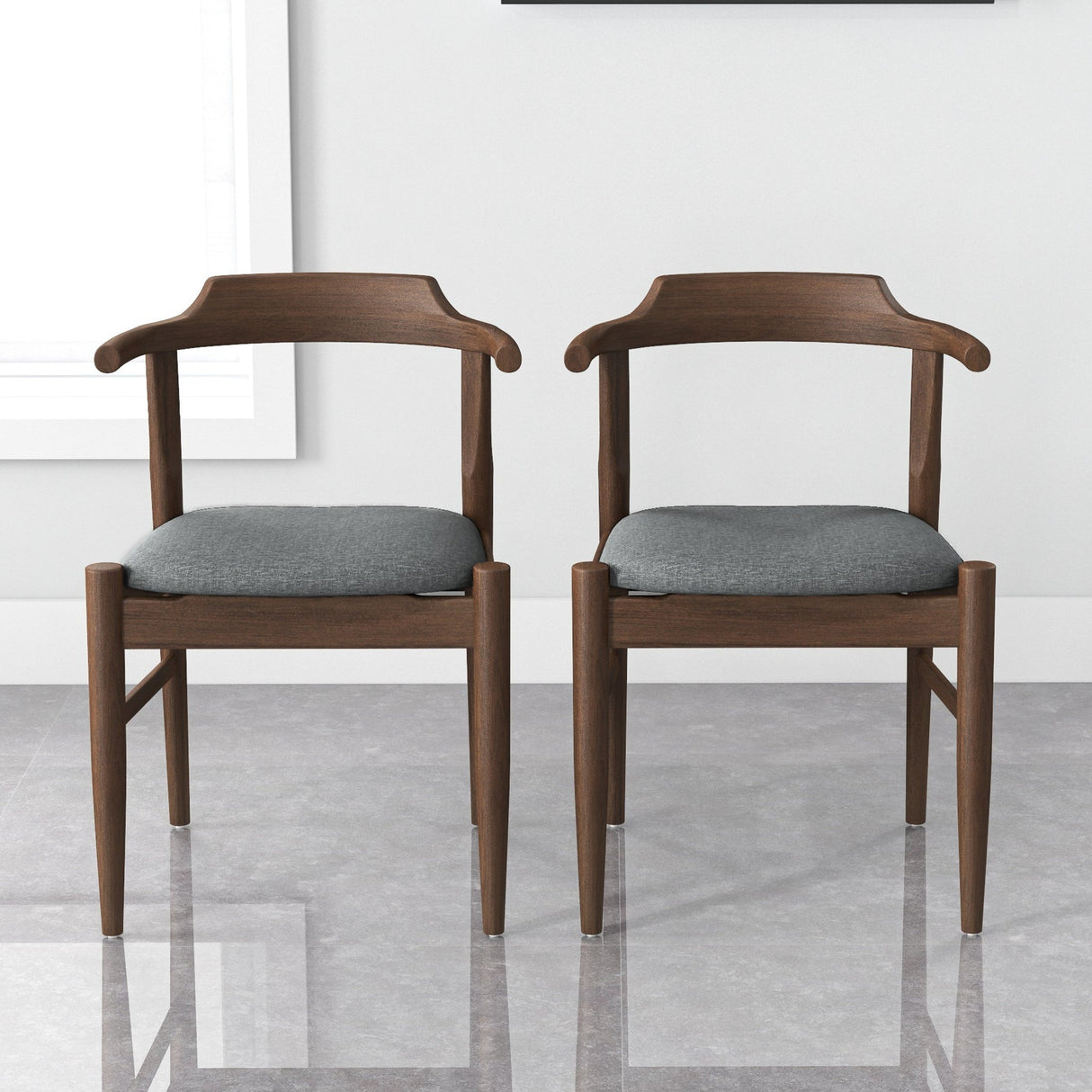 Leon Mid-Century Modern Grey Fabric Dining Chair (Set of 2) from Ashcroft Furniture - Luna Furniture