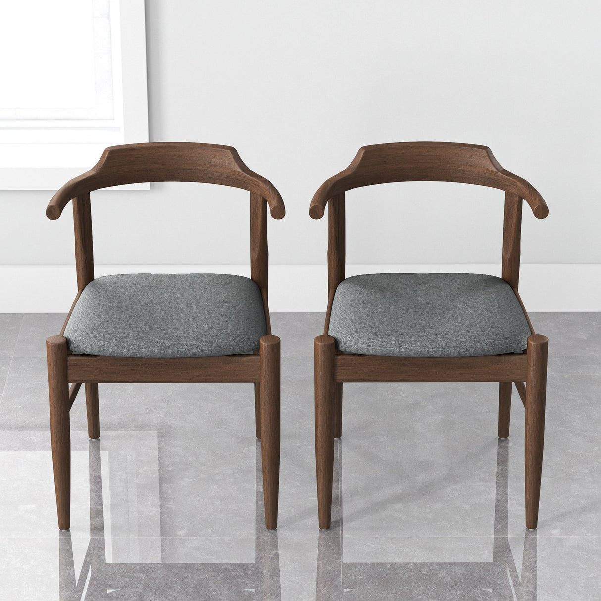 Leon Mid-Century Modern Grey Fabric Dining Chair (Set of 2) from Ashcroft Furniture - Luna Furniture