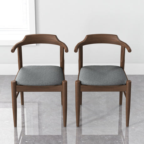 Leon Mid-Century Modern Grey Fabric Dining Chair (Set of 2) from Ashcroft Furniture - Luna Furniture