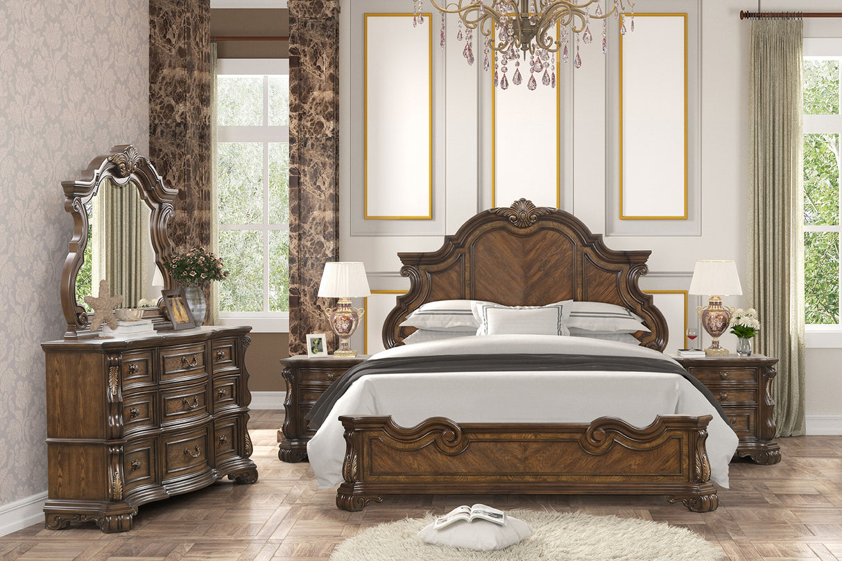 Leovanni Dark Brown Bombay Queen Bed from Furniture of America - Luna Furniture