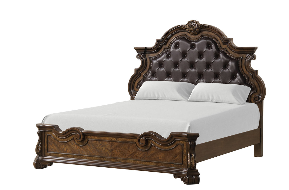 Leovanni Dark Brown Bombay Tufted Queen Bed from Furniture of America - Luna Furniture