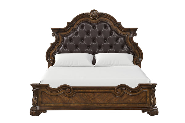 Leovanni Dark Brown Bombay Tufted King Bed