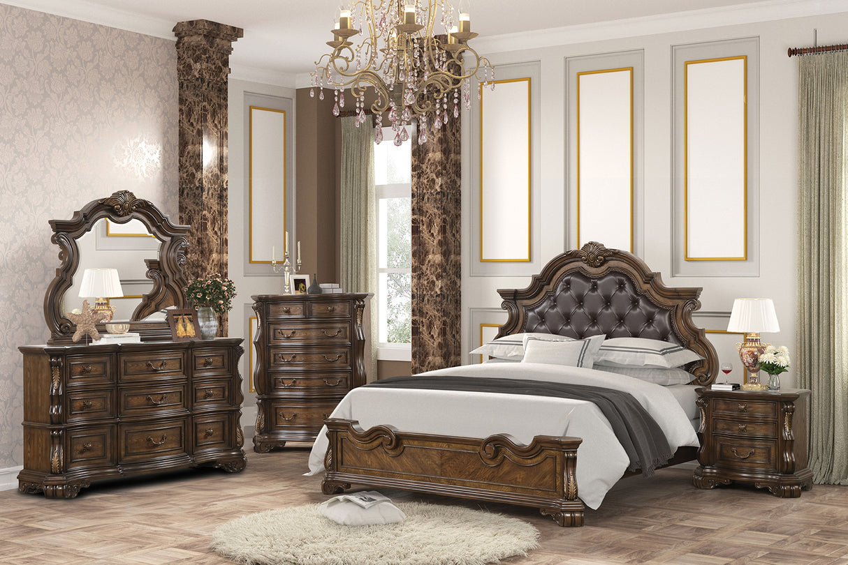Leovanni Dark Brown Bombay Tufted Queen Bed from Furniture of America - Luna Furniture