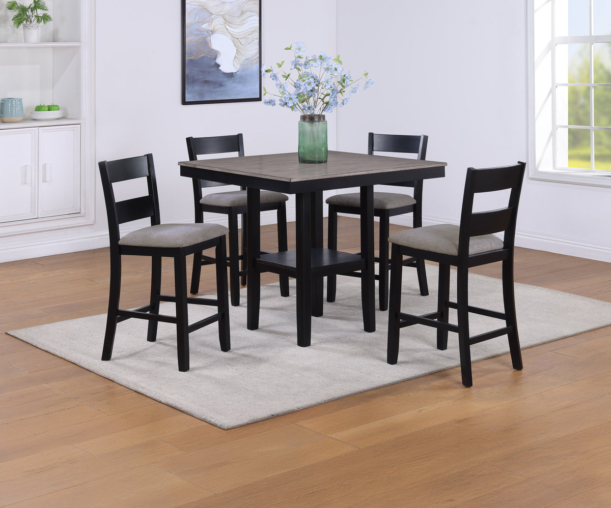 Lester Light Gray 5-Piece Counter Height Set from Crown Mark - Luna Furniture