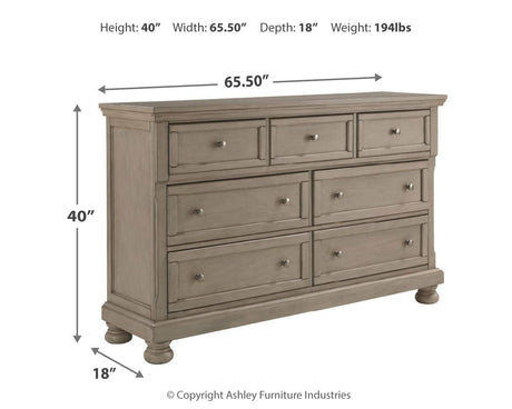 Lettner Light Gray California King Panel Bed, Dresser, Chest and 2 Nightstands from Ashley - Luna Furniture