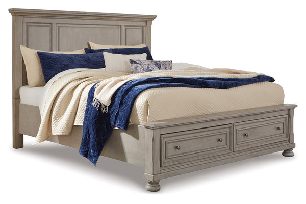 Lettner Light Gray California King Storage Platform Bed