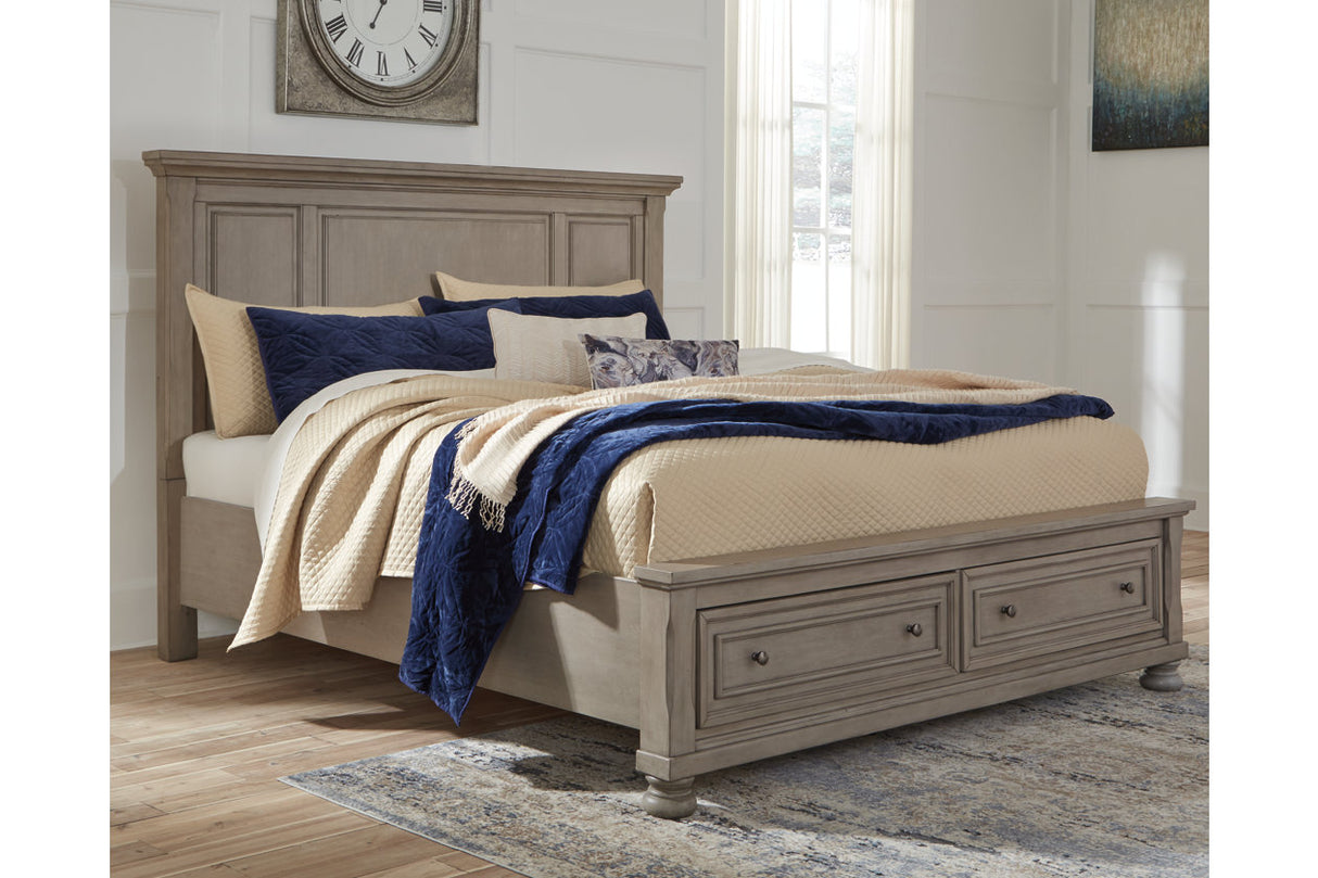 Lettner Light Gray California King Storage Platform Bed from Ashley Furniture - Luna Furniture