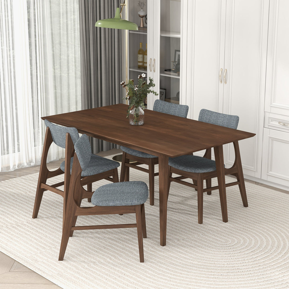 Levi Modern Style Solid Wood Rectangular Dining Kitchen Table Walnut / 63" from Ashcroft Furniture - Luna Furniture