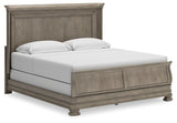 Lexorne California King Sleigh Bed with Mirrored Dresser and 2 Nightstands in Gray from Ashley - Luna Furniture