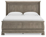 Lexorne King Sleigh Bed with Mirrored Dresser and 2 Nightstands in Gray from Ashley - Luna Furniture