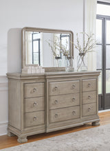 Lexorne King Sleigh Bed with Mirrored Dresser and 2 Nightstands in Gray from Ashley - Luna Furniture