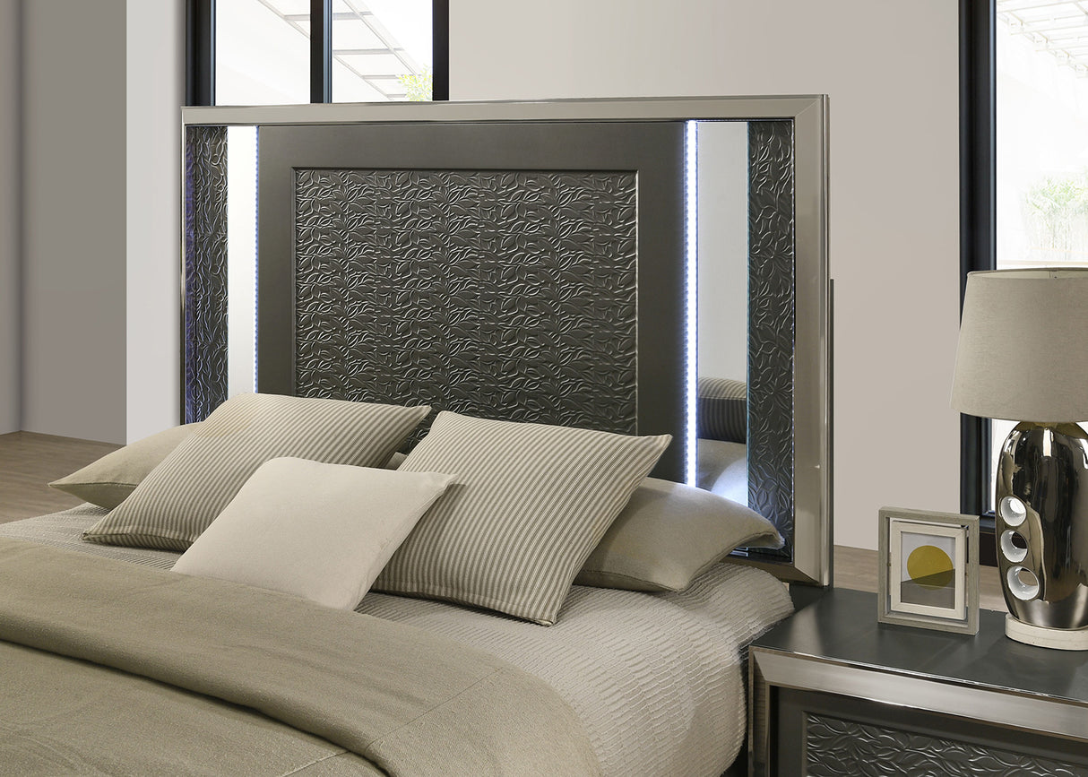 Leyland Dark Gray LED King Platform Bed from Furniture of America - Luna Furniture