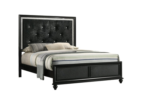 Lila Black Full Upholstered Panel Bed from Crown Mark - Luna Furniture